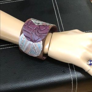 Purple mixed leather bracelet